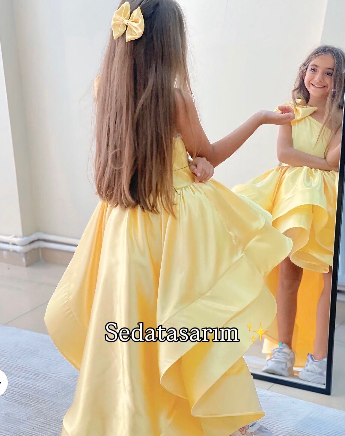 Lina - Sarı Prenses Elbisesi - 1 Yaş / 12 Yaş - Kişiye Özel Tasarım