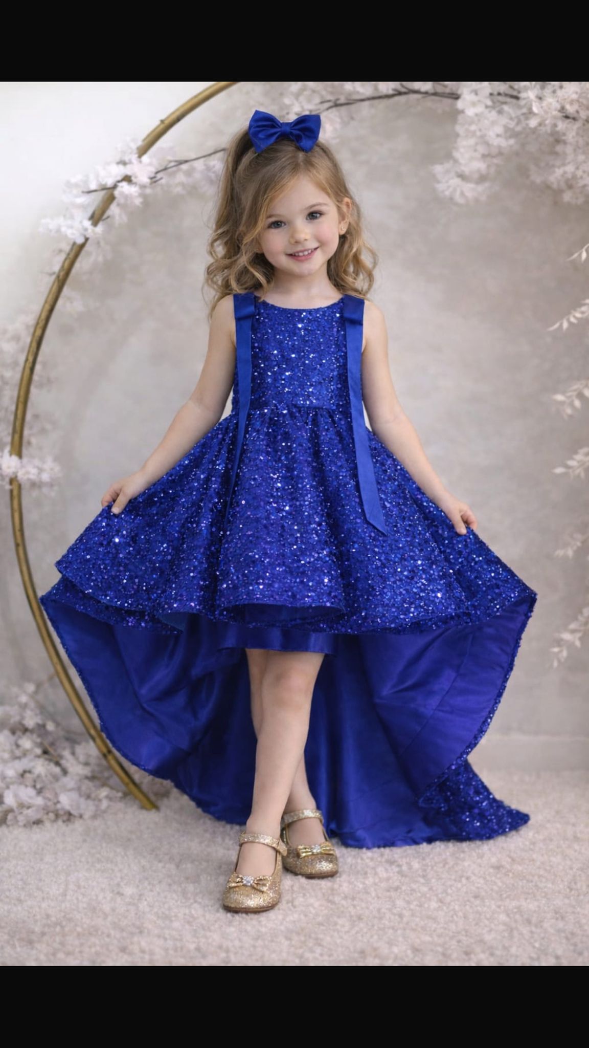 Asel - Saks Mavisi Prenses Elbisesi - 1 Yaş / 12 Yaş - Kişiye Özel Tasarım