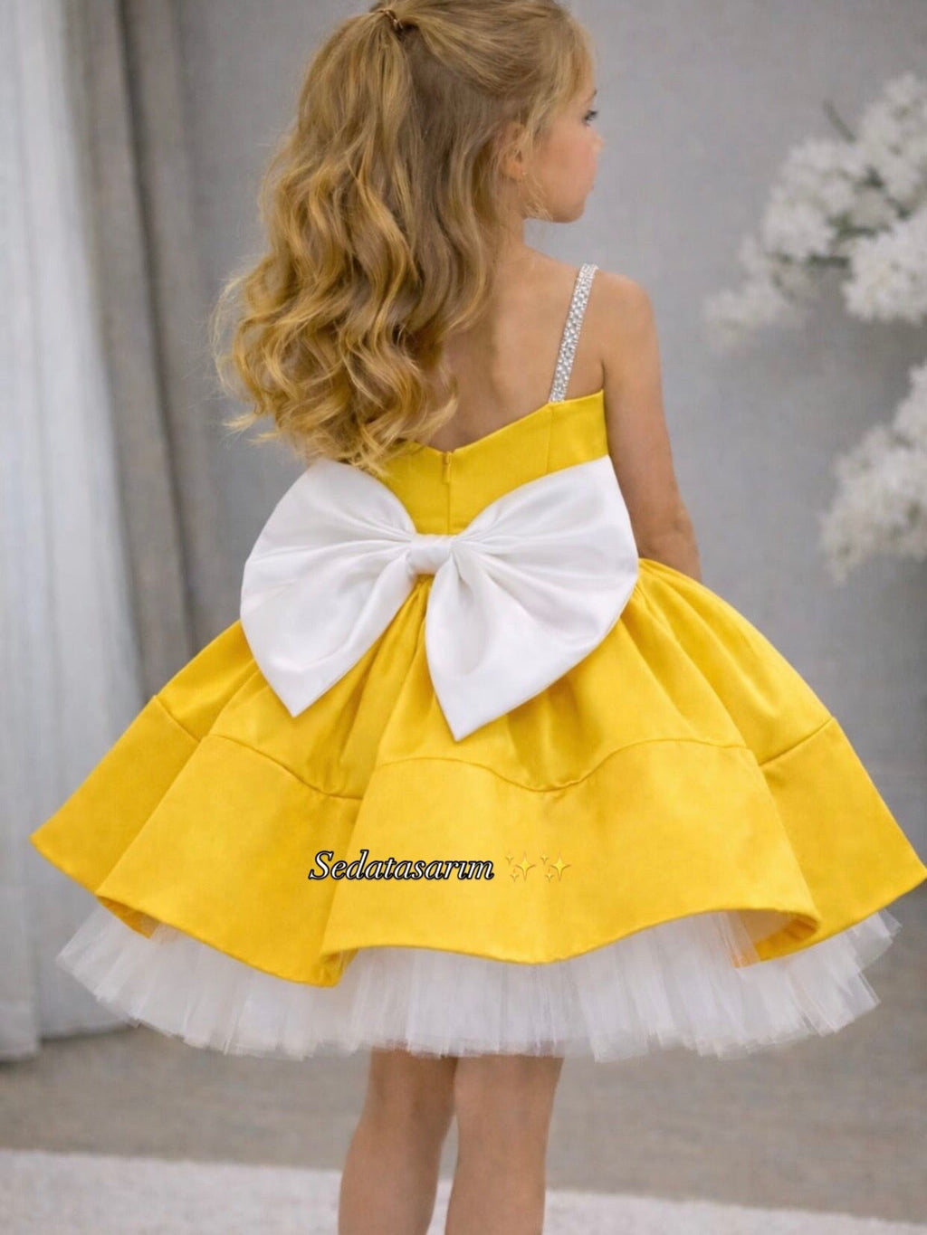 Bonita - Sarı Prenses Elbisesi - 1 Yaş / 12 Yaş - Kişiye Özel Tasarım