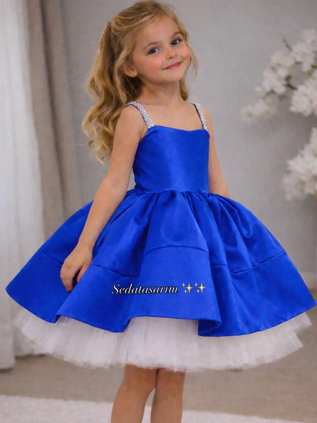 Bonita - Mavi Prenses Elbisesi - 1 Yaş / 12 Yaş - Kişiye Özel Tasarım