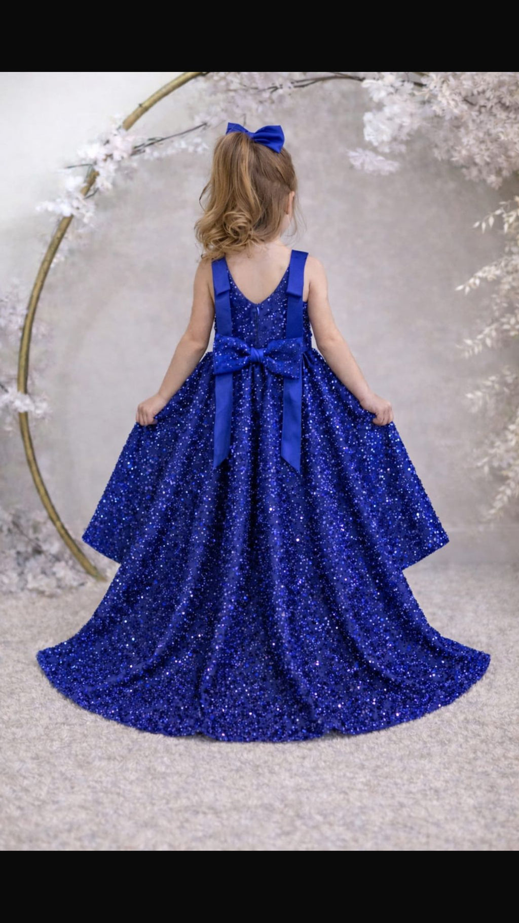 Asel - Saks Mavisi Prenses Elbisesi - 1 Yaş / 12 Yaş - Kişiye Özel Tasarım