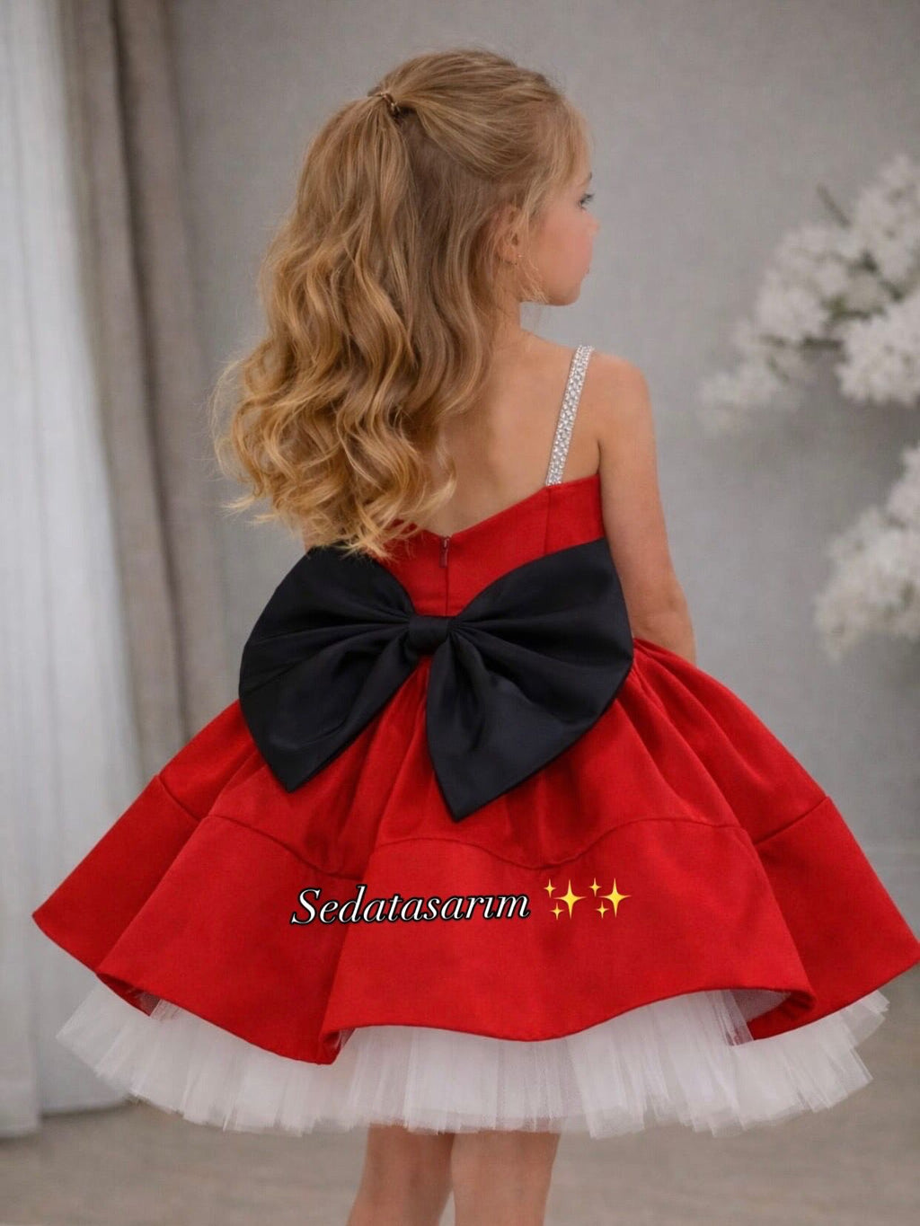 Bonita - Kırmızı Prenses Elbisesi - 1 Yaş / 12 Yaş - Kişiye Özel Tasarım