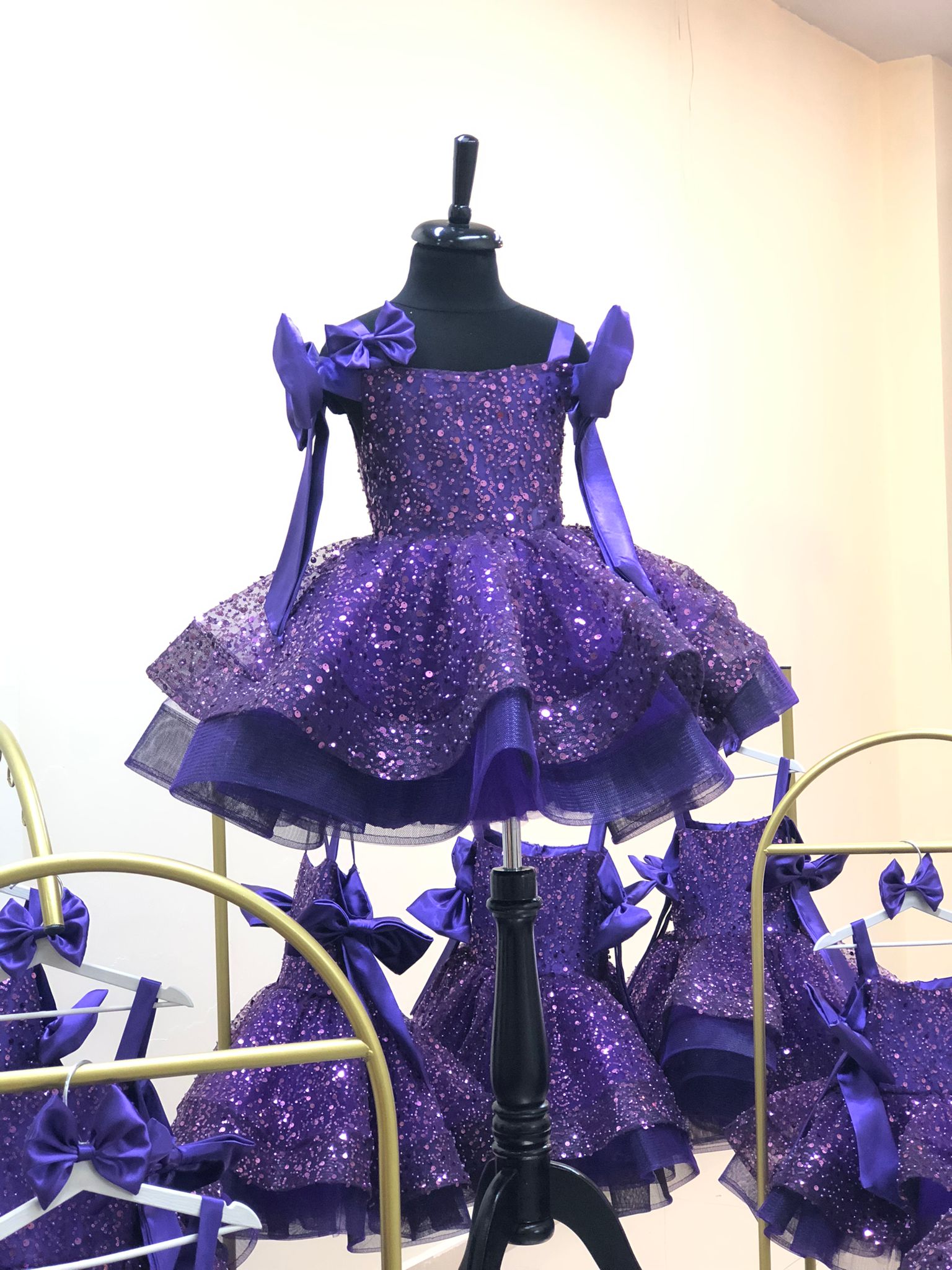 Liora - Mor Işıltılı Prenses Elbisesi - 1 Yaş / 12 Yaş - Kişiye Özel Üretim