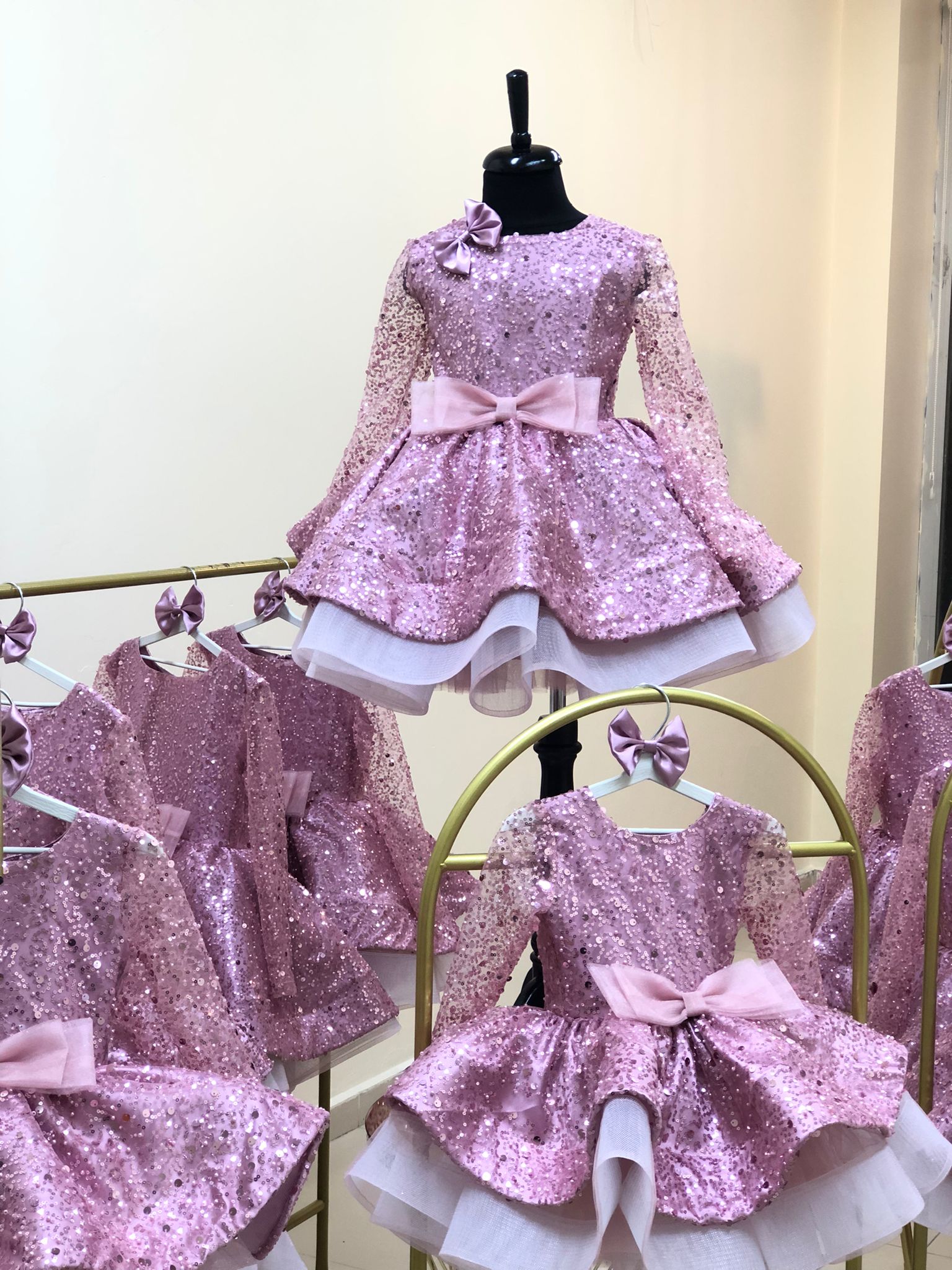 Royal - Gül Kurusu Işıltılı Prenses Elbisesi - 1 Yaş / 12 Yaş - Kişiye Özel Üretim