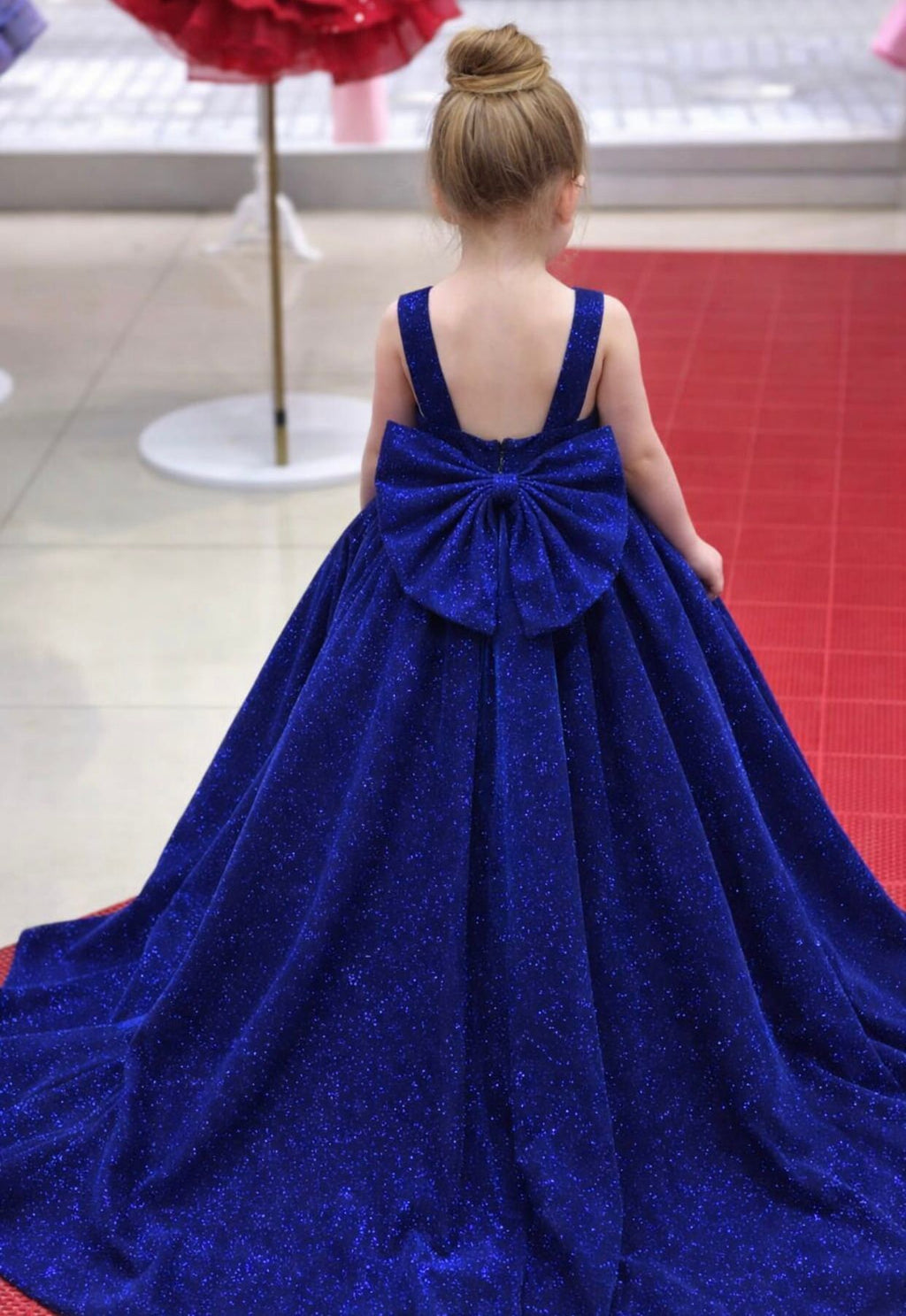 Lily - Gece Mavisi Parıltılı Prenses Elbisesi - 1 Yaş / 12 Yaş - Kişiye Özel Üretim