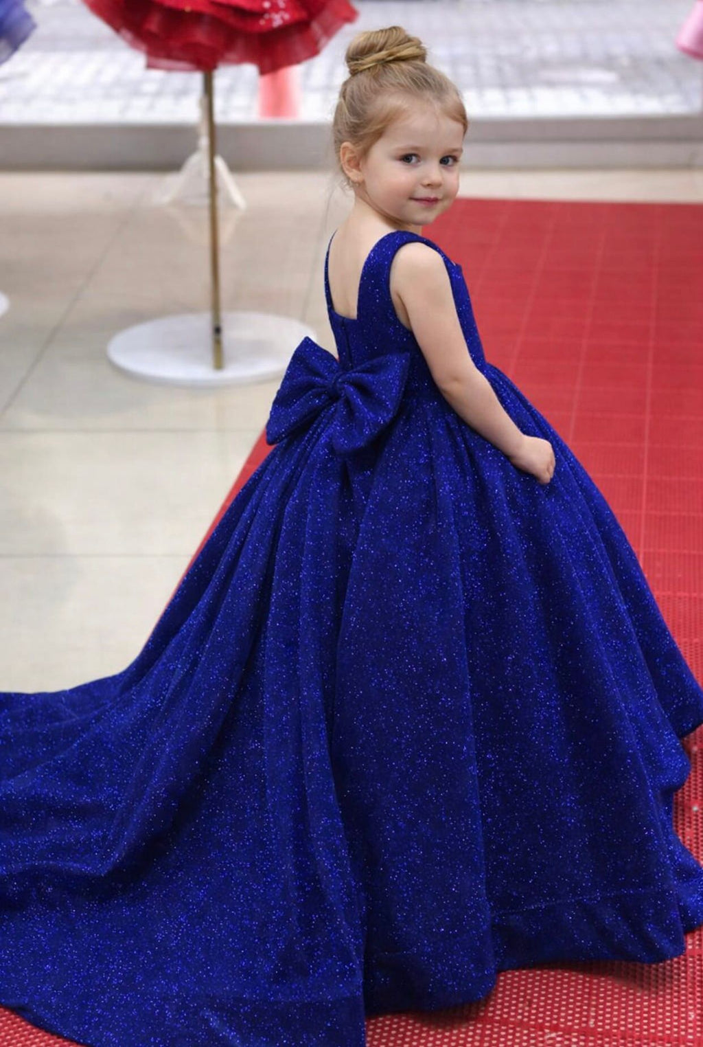 Lily - Gece Mavisi Parıltılı Prenses Elbisesi - 1 Yaş / 12 Yaş - Kişiye Özel Üretim