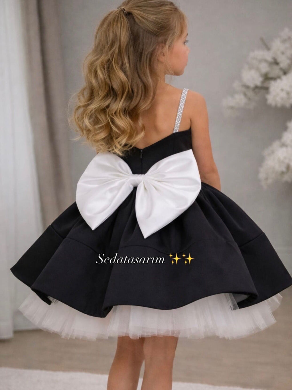 Bonita - Siyah Prenses Elbisesi - 1 Yaş / 12 Yaş - Kişiye Özel Tasarım