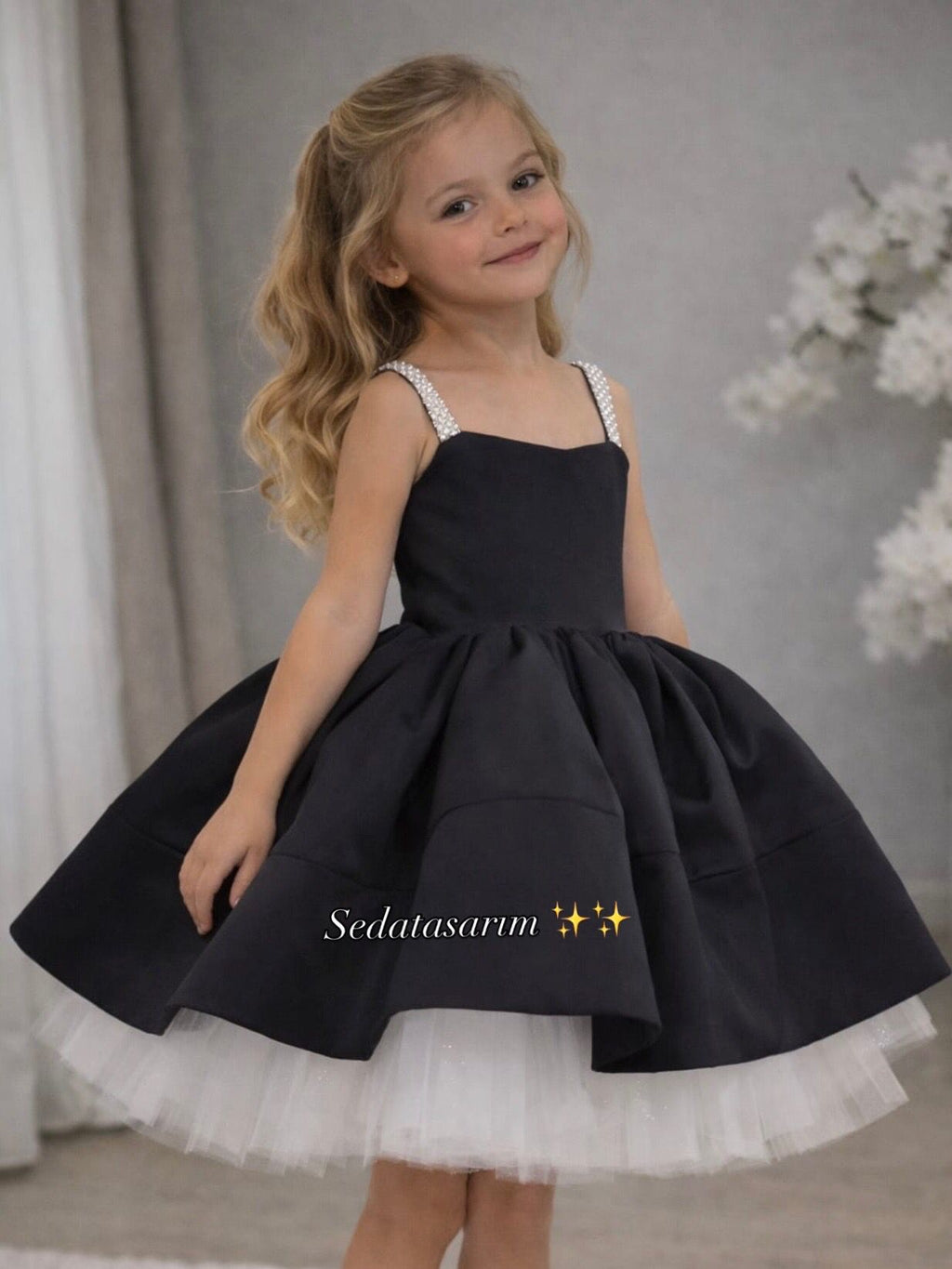 Bonita - Siyah Prenses Elbisesi - 1 Yaş / 12 Yaş - Kişiye Özel Tasarım