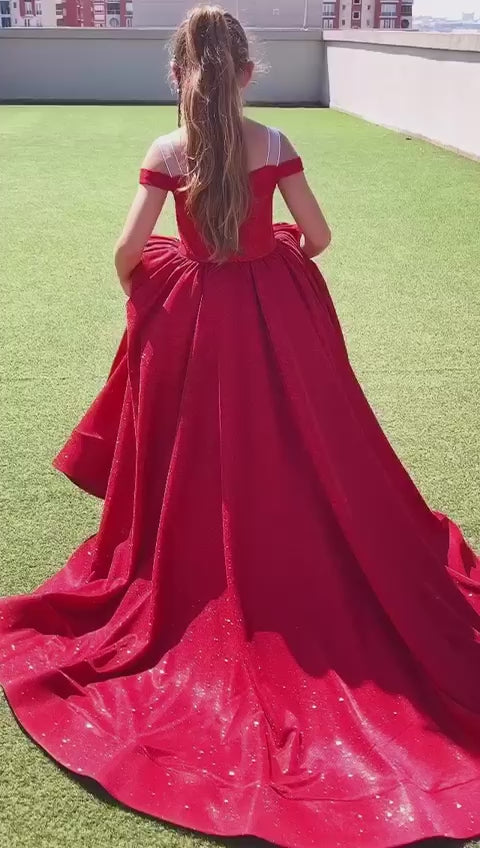 Rapunzel - Kırmızı Uzun Kuyruklu Prenses Elbisesi - 1 Yaş / 12 Yaş - Kişiye Özel Tasarım